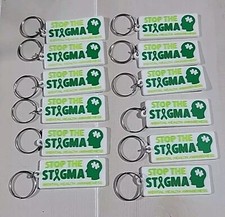 Set of 12 Mental Health Awareness Rubber Keychains Stop the Stigma 2 1/2"