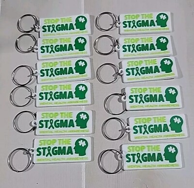 Set of 12 Mental Health Awareness Rubber Keychains Stop the Stigma 2 1/2''