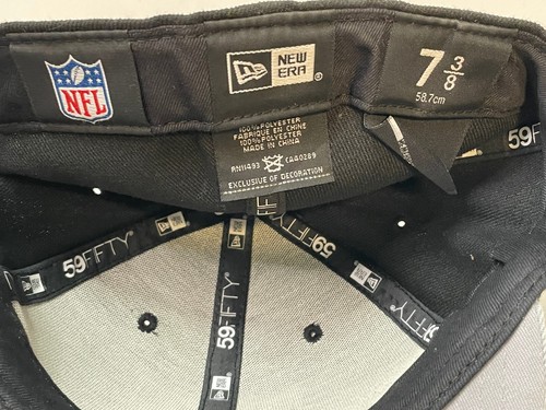 NFL Raiders hat adult 7 3/8" New Era 59Fifty fitted Las Vegas Oakland black - Picture 2 of 9