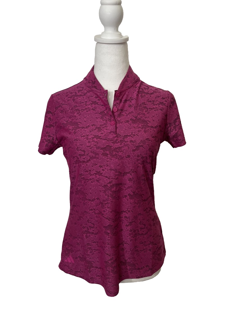 adidas Jacquard Golf Polo Shirt - White/Black/Lucid Fuschia adidas Jacquard Golf Polo Shirt - White/Black/Lucid Fuschia