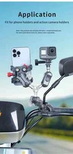 1In 25mm Triple Balls Adapter Mobile Phone Holder Moto Bike Extension Ball Head