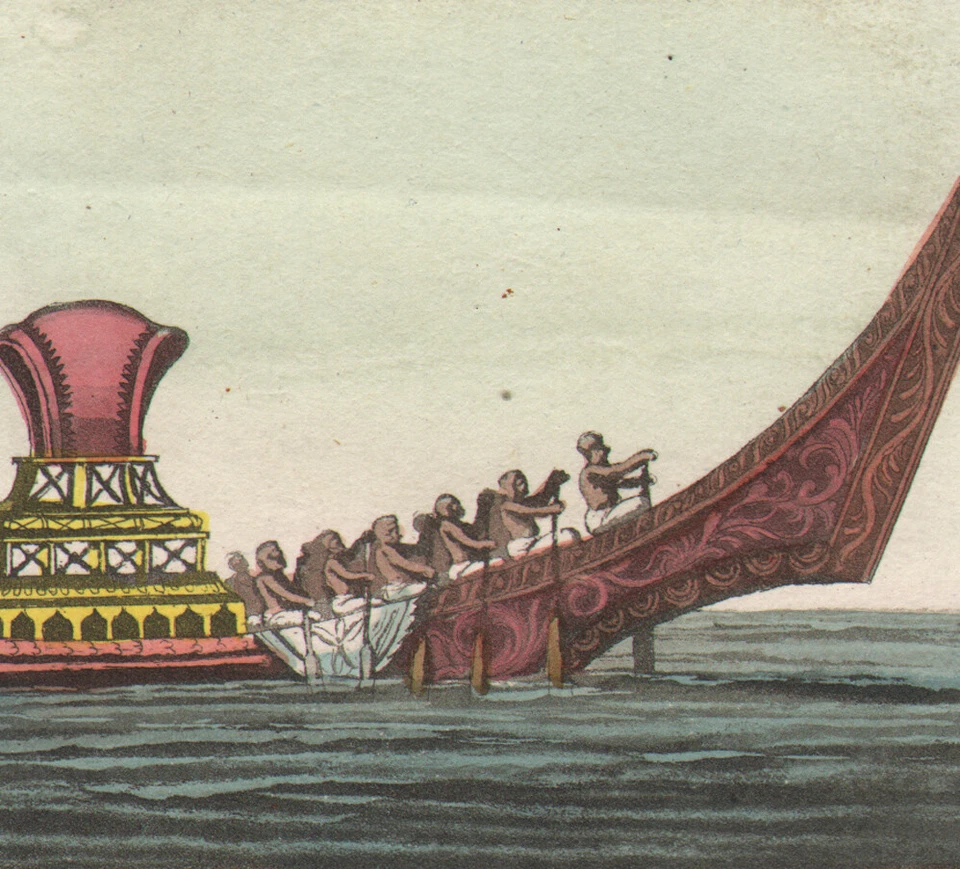 1820 Rare gravure aquarellée Bateaux indonésiens Marine Indonésie - Photo 3/3