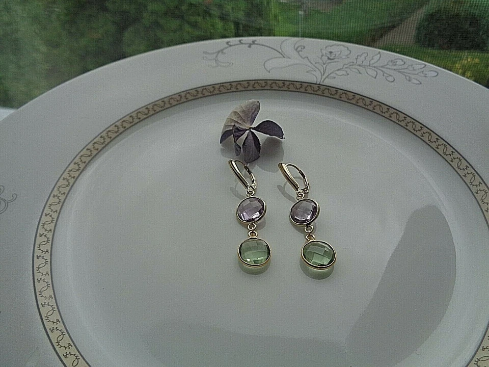 Gold Ohrringe mit Amethyst, Gold Filled - Bild 4 von 4