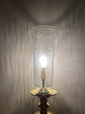 #ad #ad Vintage Brass Large Lamp Crackle Glass MCM Electric Rotary Inline Switch $67.84