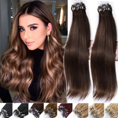 200G Easy Loop Micro Ring Beads Russian Remy Human Hair Extensions ASP Caramel