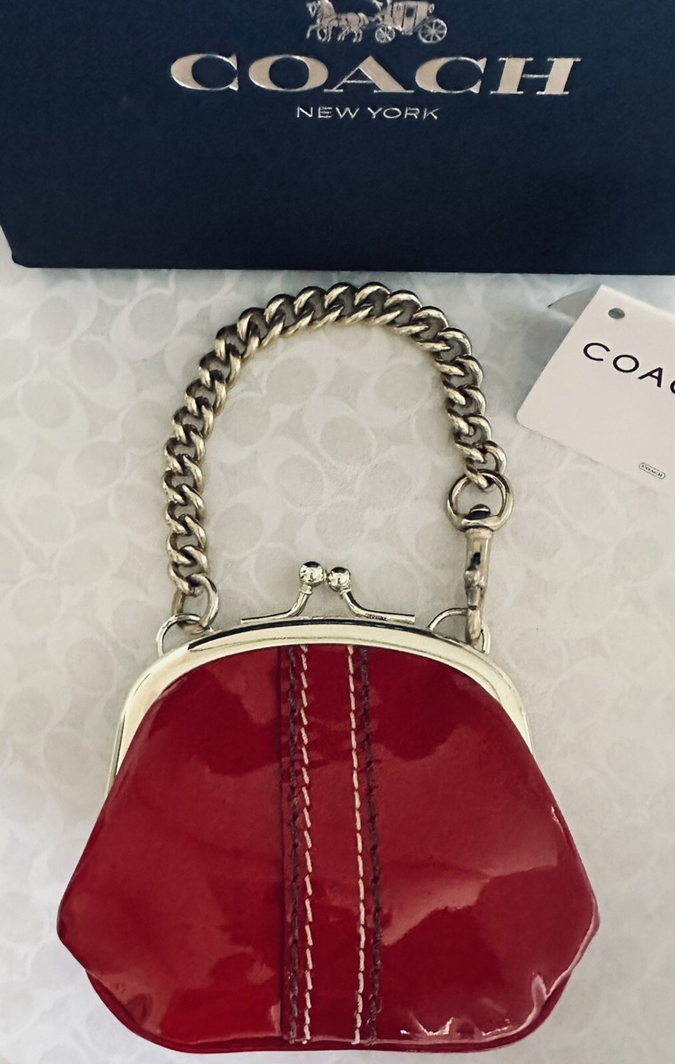NWT COACH L/E MINI KISSLOCK COIN PURSE CHAIN STRAP RED NWT COACH L/E MINI KISSLOCK COIN PURSE CHAIN STRAP RED