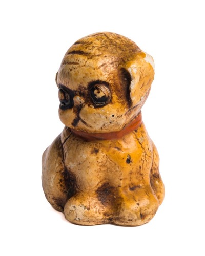 Antique / Vintage Hubley Style Bulldog Puppy w Bow Figurine Paperweight — READ - Picture 4 of 12