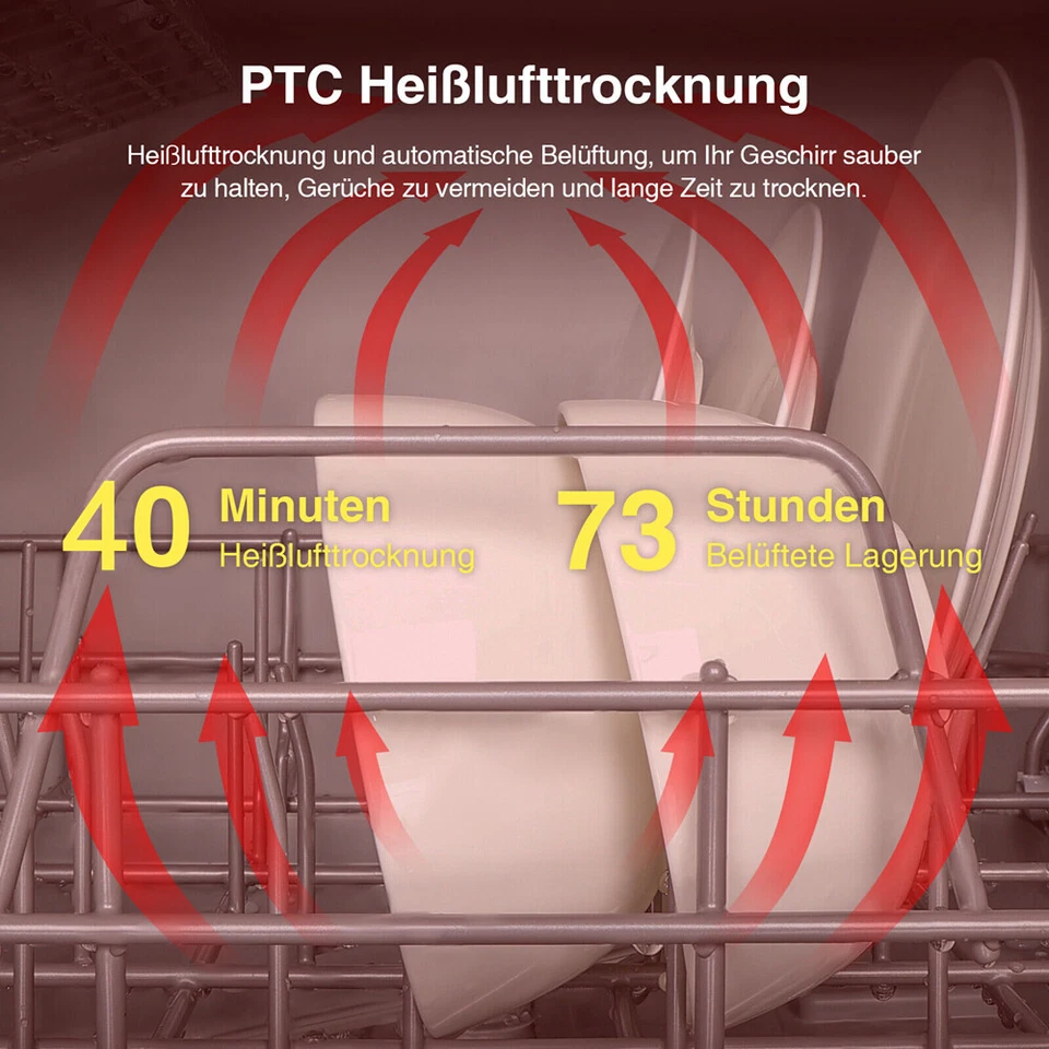 Mini Geschirrspüler 5L Spülmaschine Tischgeschirrspüler 45cm Freistehen 800W DE - Bild 4 von 4