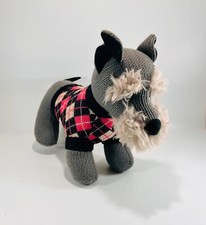 Russ Alfred Grey Knit Schnauzer Dog Sweater Plush Stuffed Animal Toy 12" x 10"