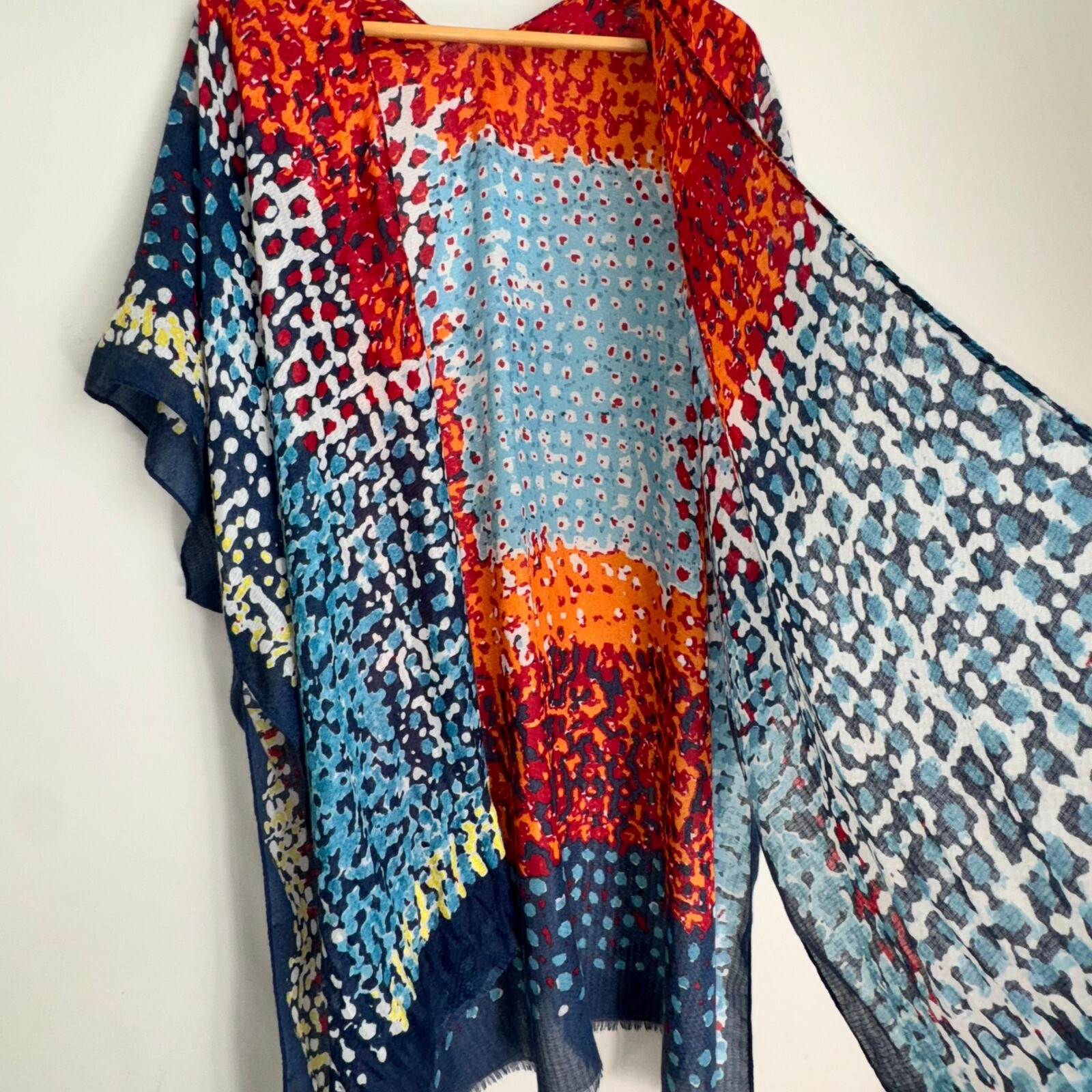 Kimono Open Front Colorful Patchwork Lightweight … - image 3