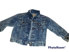 Vintage LEVI'S Acid Wash Denim Trucker Jacket Kids Size 5 80's