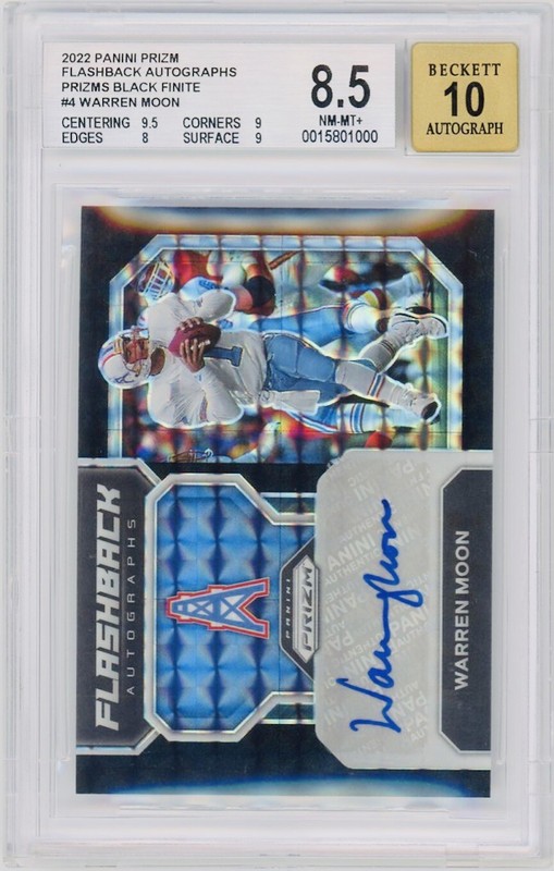 2022 Prizm Football Warren Moon Black Finite 1/1 Auto BGS 8.5 Oilers