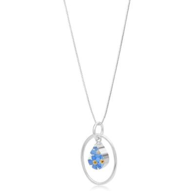 Kreischende violette echte Blume Vergissmeinnicht Silber Halskette FP12 - UVP 44,99£