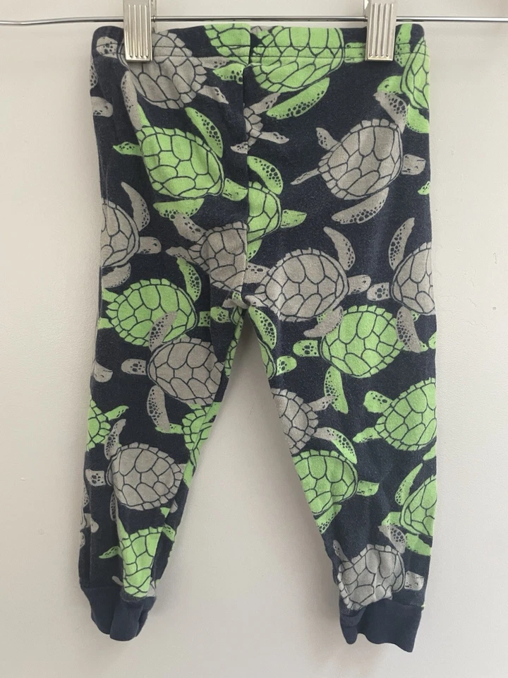 Carter's Baby Boy Green Turtle Print 100% Cotton Snug Fitting PJ Pants Navy 18 M - Image 3 of 4