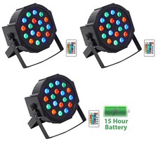  3 Rockville BATTERY PAR 50 Rechargeable LED DMX DJ Club Wash Up-Lights Remote