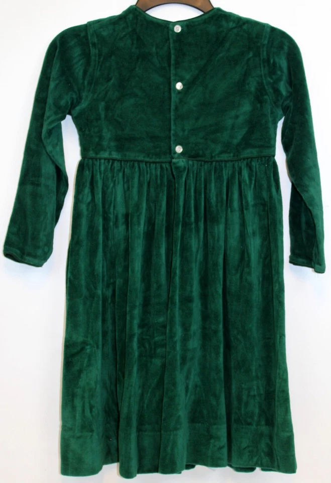 Kelly's Kids Green Velvet Dress sz 6X Lined Button SImple Formal Picture Holiday - Image 4 of 4