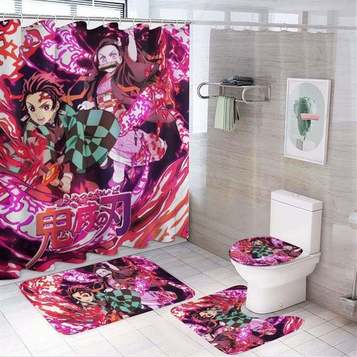 Demon Cartoon Shower Curtain Set, Demon Cartoon Toilet Seat Cover Set - 第 1/1 張圖片