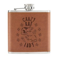 Crazy Rat Lady Stars 170Ml Pu-Leder Flachmann Hellbraun Mum Freundin Lustig