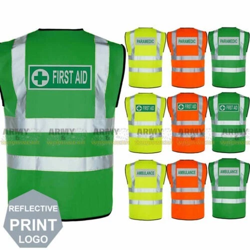 Haute Visibilité Réfléchissant Arrière Logo Premier Aide, Ambulance Gilet Viz - Photo 1/1