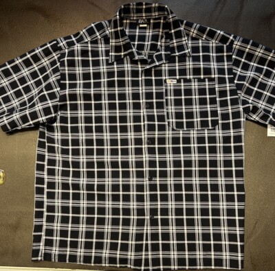 Kimes Ranch KR2 Men's 3XL Button Down Plaid Short Sleeve Black and White Western