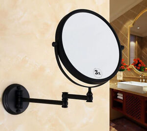 BATH SWING ARM 7X BRASS 8/" MAGNIFYING MIRROR WALL MOUNTED 2-SIDED MAKEUP