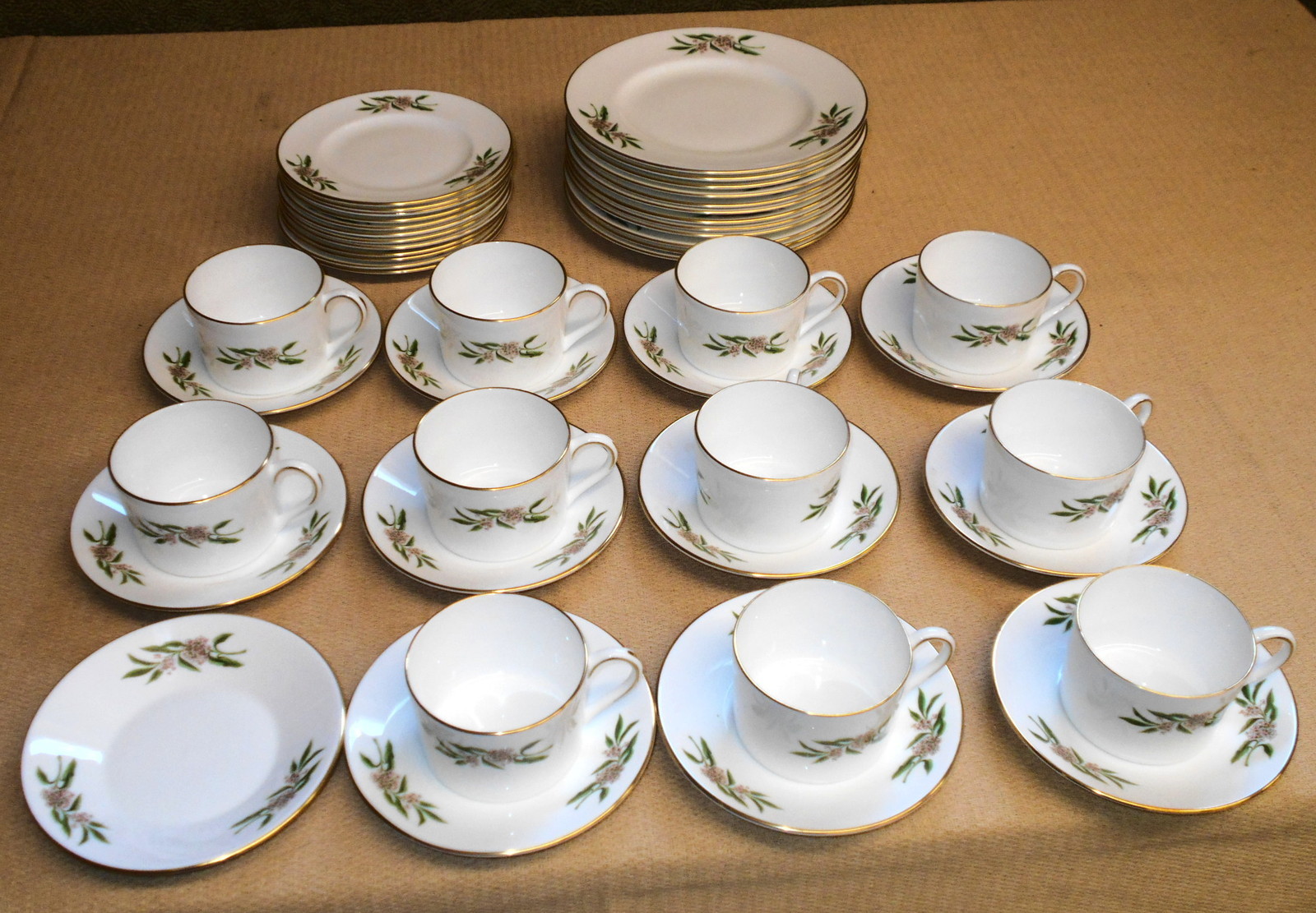 Coalport Porcelain Luncheon Set Pink Roses On Rim COA217 Strawbridge & Clothier