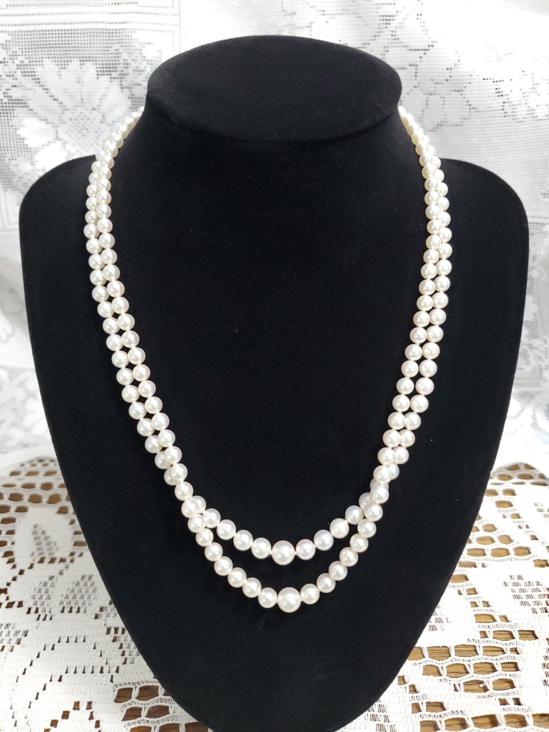 Mikimoto Double Strand Akoya Pearl Necklace 18K Gold With Appraisal