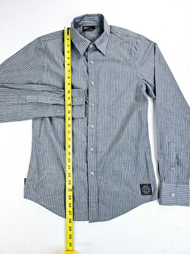Zoo York Size Small Men's Gray Navy Stripe Long Sleeve Logo Shirt - Picture 11 of 12