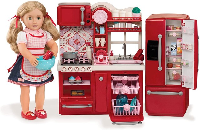kitchen set with doll