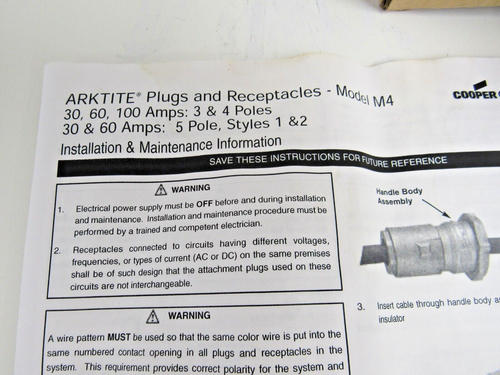 COOPER CROUSE HINDS APR3465 MODEL M4 CORD CONNECTOR BODY GROUNDED 30 AMP 26-3 - 第 2/6 張圖片