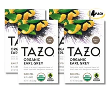 TAZO Organic Earl Grey Black Tea - 16 Tea Bags (4 PACKS - 64 TOTAL TEA BAGS)