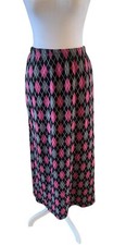 Vintage Fiorlini Womens Skirt Maxi USA MADE Vintage Argyle Pink Gray 18