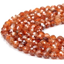 4MM Natural Hessonite Garnet Micro Faceted Round 15.5 inch 80017908-P83 