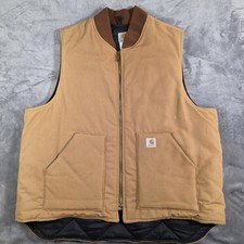 Carhartt V01 Men's Brown Duck Canvas Insulated Vest Size 2XL Tall
