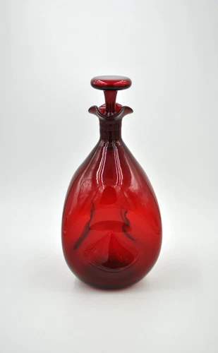 Vintage Blenko Glass Decanter - Design #49 - Ruby