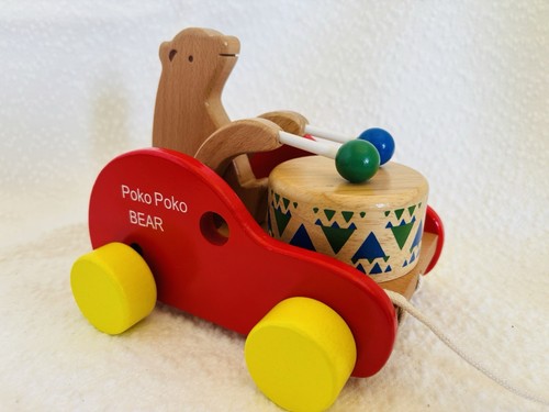 PokoWooden Walkers Bear Toy Push Pull Toy Walking Toys For Baby Car Toy Baby Tod - Picture 2 of 2