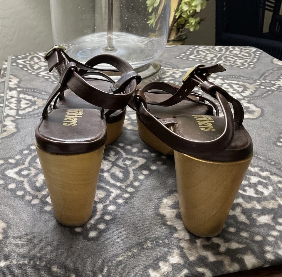 Zapatos de cuero Old Maine Trotters para mujer talla 7,5 N de colección con tacones de madera años 70 usados en excelente estado Foto 4 de 4