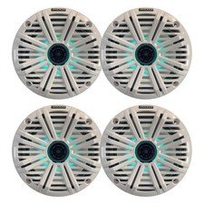 Kicker 6.5" 195 Watt Marine Multi LED Speakers Qty 4 w/White Salt Water Grille