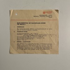 Unitra Tonsil, mały mikrofon z systemem cewek nurkowych - arkusz danych 2 strony