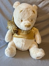 NWT Vintage Disney Christmas, Winnie The Pooh Cream/Gold Plush Toy 18 Inch