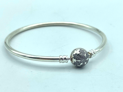 PANDORA Bangle Bracelet Snowflake Sterling Silver~Unique as you 