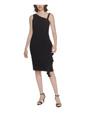VINCE CAMUTO Womens Black Ruffle Trim Sleeveless Above The Knee Body Con Dress 2