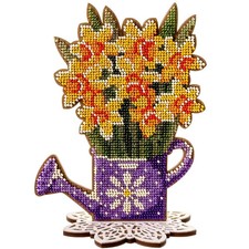 DIY Bead embroidery kit on wood Narcissus Flower Craft gift