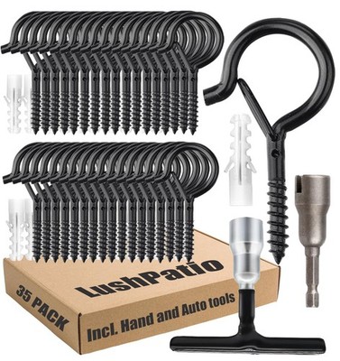 Hooks for Hanging String Lights, Plant Hangers Outdoor with Safety Buckle Des...