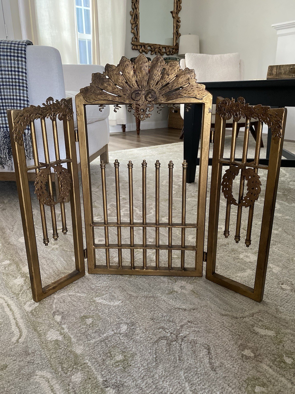 Vintage French Style Iron Fireplace Screen