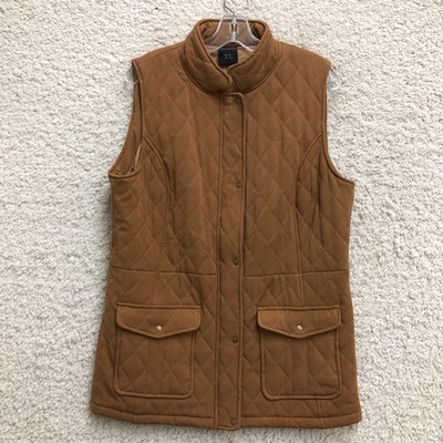 King Ranch Vest Extra Large Adult Brown Quilted Quail Snap Full Zip Jacket Women