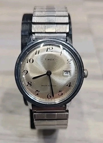 Vintage Timex Marlin 1976 35MM Date-  Working. Missing Second Hand