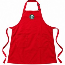 Starbucks Christmas Holiday Red Barista Apron Embroidered Logo 2 Pockets