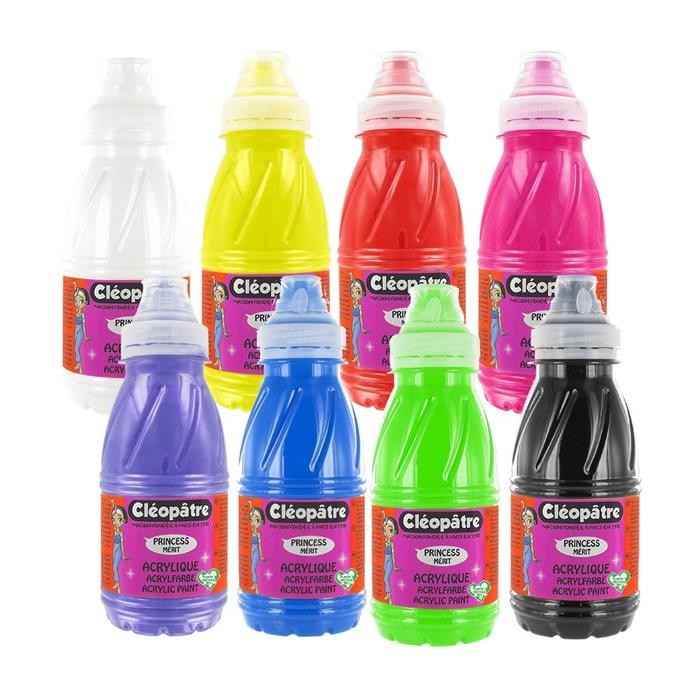 Peinture acrylique Cléopâtre lot de 8 flacons de 250 ml pour loisirs créatifs