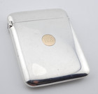 ANTIQUE EDWARDIAN SOLID STERLING SILVER & GOLD PUSH BUTTON CIGARETTE CARD CASE
